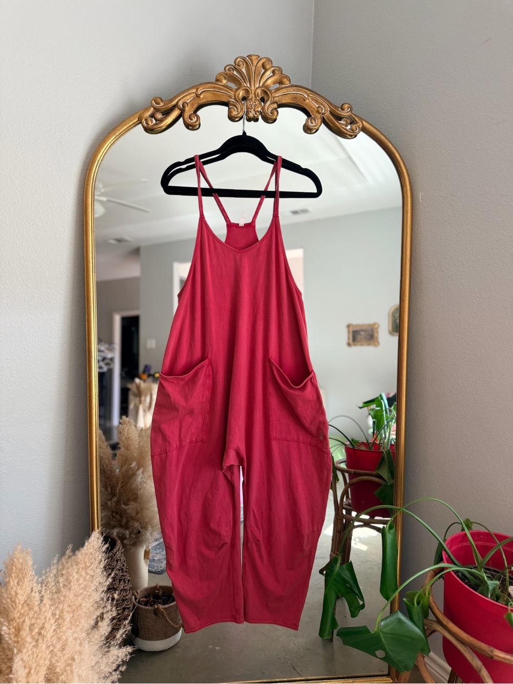 Free people movement cranberry red hot shot jumpsuit nwot Xs